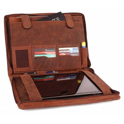 Business Portfolio Professional Organizer For Men & Women Durable Leather Padfolio Document Bag File Folder